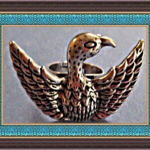 Tibetan Silver Bird Hawk Eagle Design Ring Size 7 & Adjustable Biker Chic Gothic